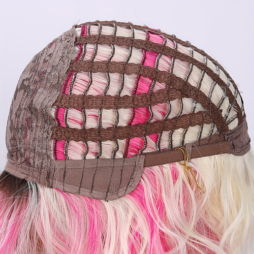 14 Inches, Short Pink Gradient Dyeing Bob Hair, Straight Bangs, Comfortable And Breathable, Women'S Wig, High Temperature Fiber, Suitable for Daily\u002F Wear