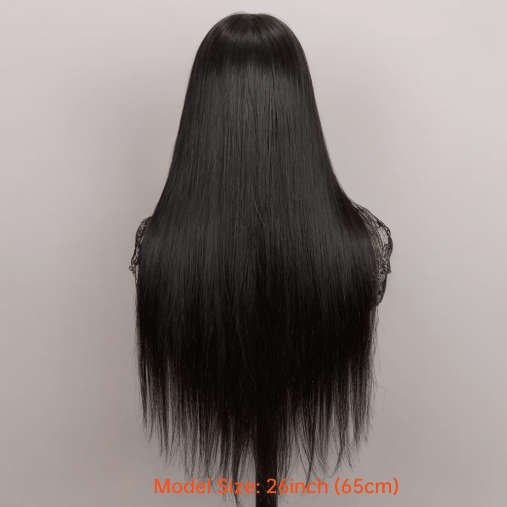 Glueless Human Hair Wig with 4x4 Lace Front & 4x4 Lace Closure - Preplucked Straight Hair Wigs Suitable for, Looking Hair System, No Glue Needed, Wear & Maintenance