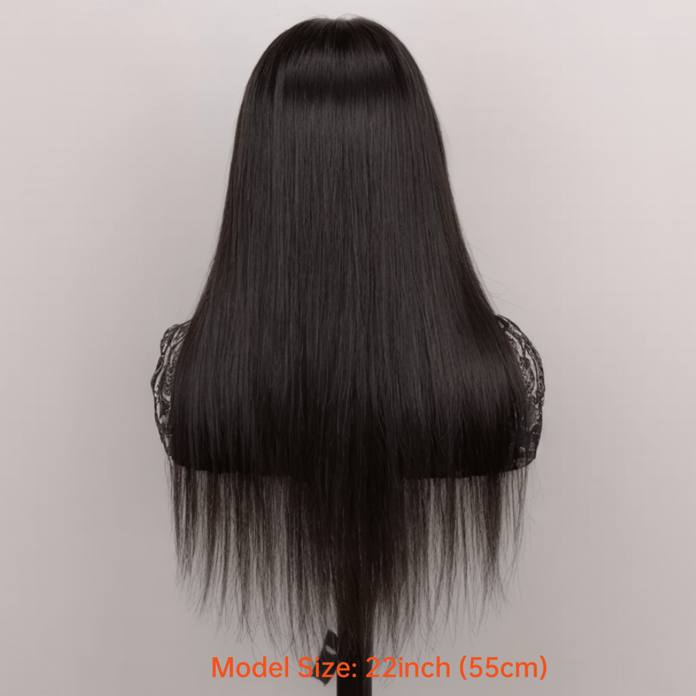 Glueless Human Hair Wig with 4x4 Lace Front & 4x4 Lace Closure - Preplucked Straight Hair Wigs Suitable for, Looking Hair System, No Glue Needed, Wear & Maintenance
