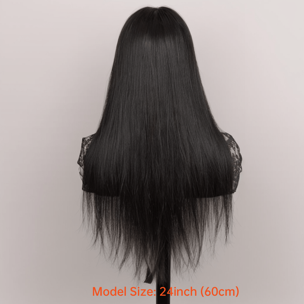 Glueless Human Hair Wig with 4x4 Lace Front & 4x4 Lace Closure - Preplucked Straight Hair Wigs Suitable for, Looking Hair System, No Glue Needed, Wear & Maintenance