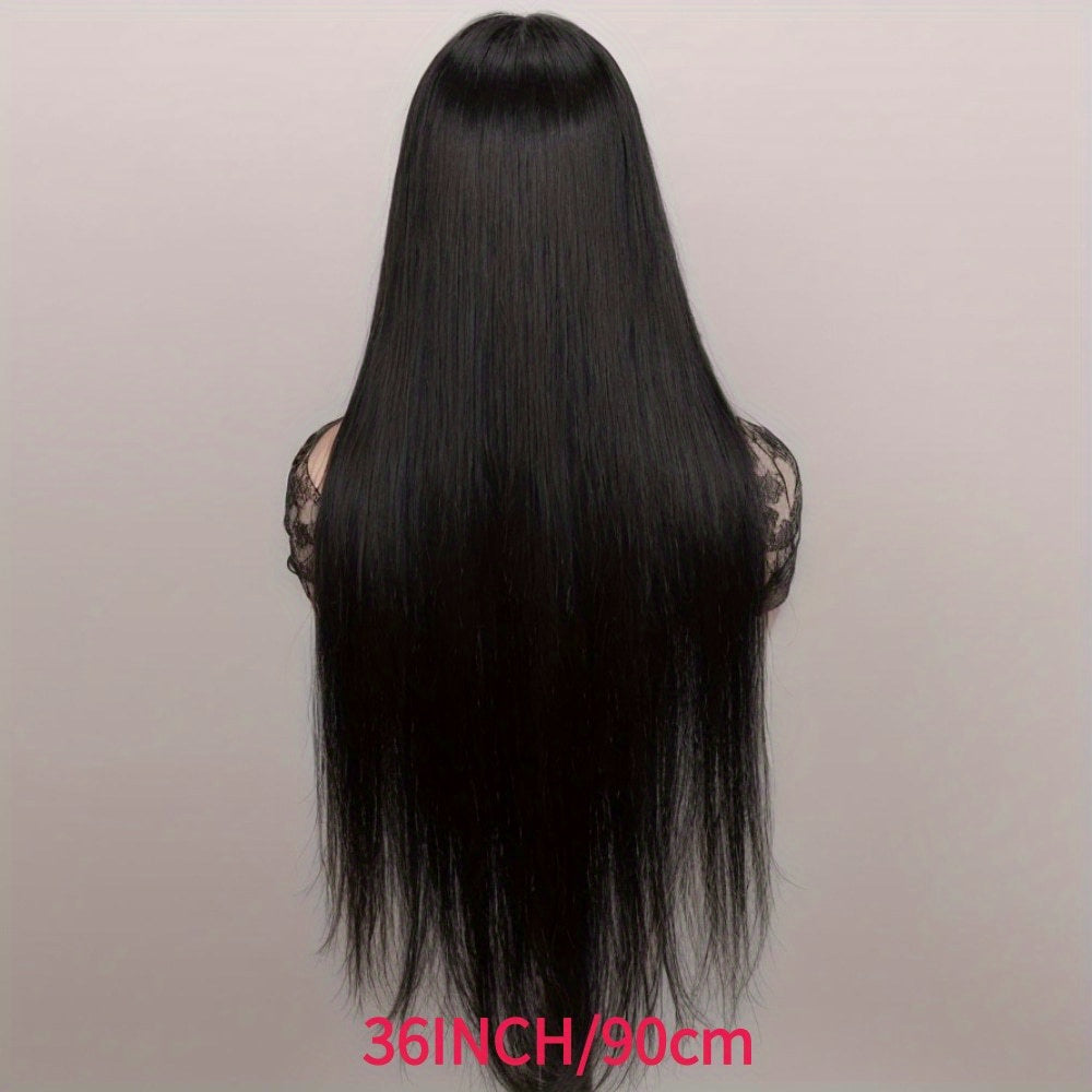 Glueless Human Hair Wig with 4x4 Lace Front & 4x4 Lace Closure - Preplucked Straight Hair Wigs Suitable for, Looking Hair System, No Glue Needed, Wear & Maintenance