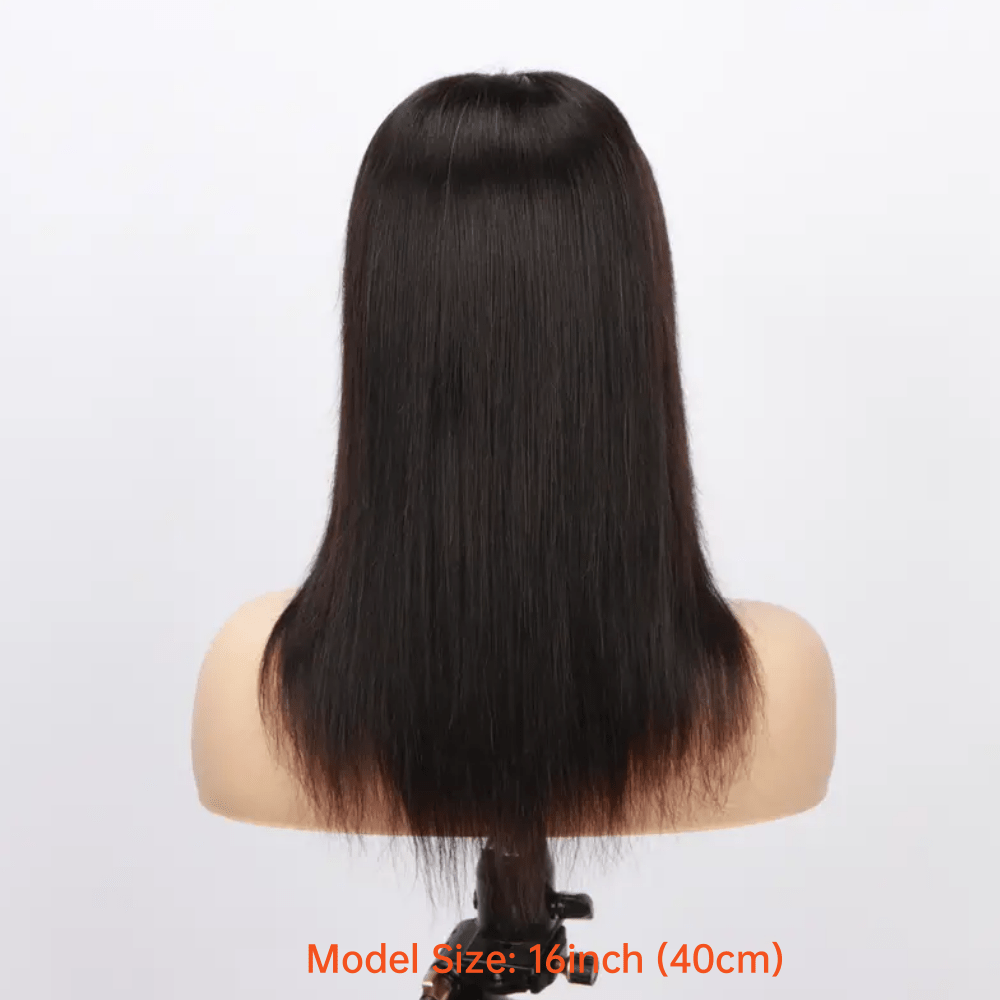 Glueless Human Hair Wig with 4x4 Lace Front & 4x4 Lace Closure - Preplucked Straight Hair Wigs Suitable for, Looking Hair System, No Glue Needed, Wear & Maintenance