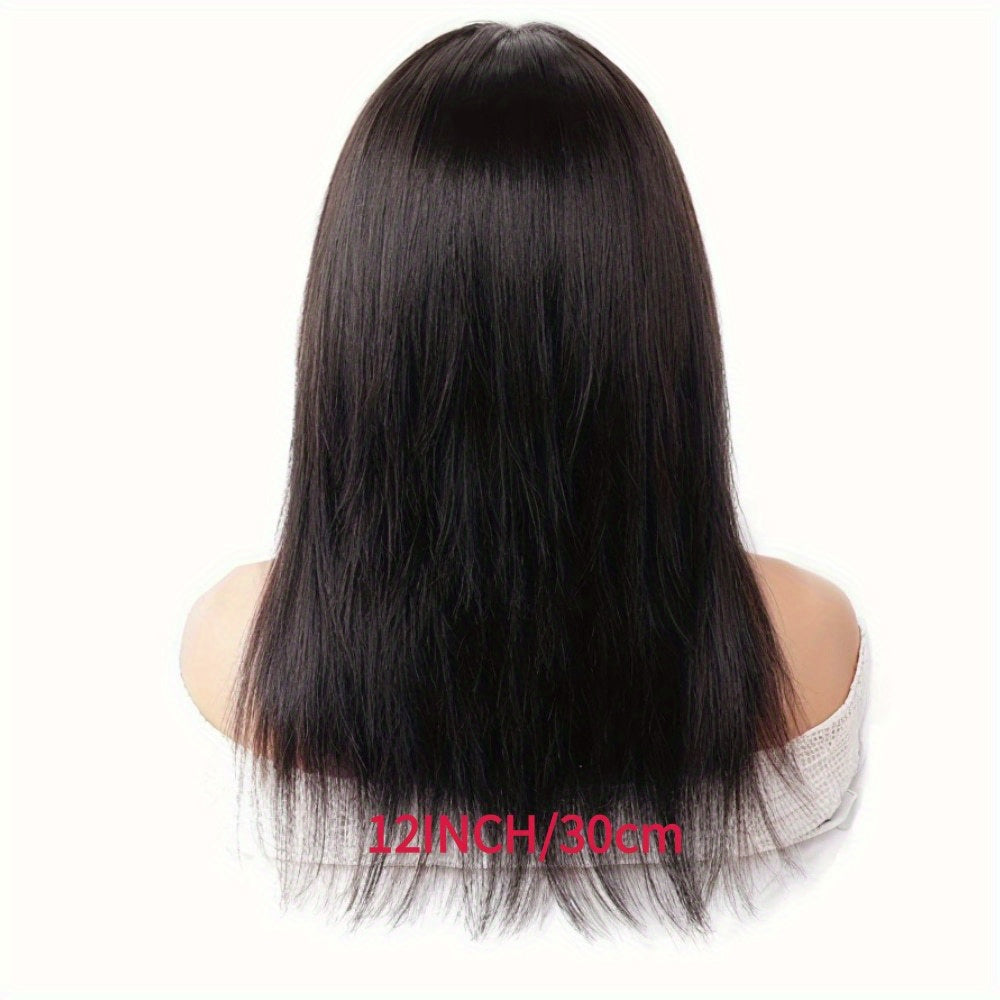 Glueless Human Hair Wig with 4x4 Lace Front & 4x4 Lace Closure - Preplucked Straight Hair Wigs Suitable for, Looking Hair System, No Glue Needed, Wear & Maintenance