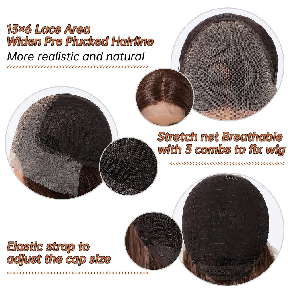 Haircube 13X6 HD Transparent Lace Front Wig, 22 Inches Long, Glueless Synthetic Hair Wig with 150% Density, Straight And Heat-Resistant Fibers Suitable for Everyday Use, Parties