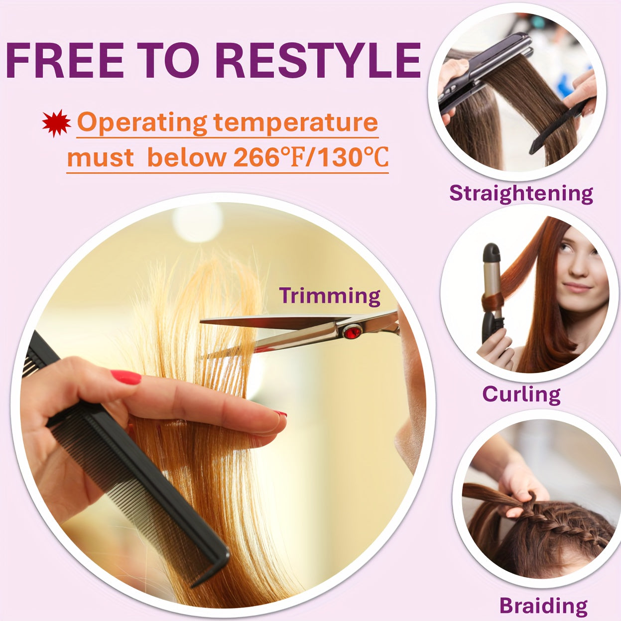 Rose Silk Mesh Wig Headpiece - Layered Bangs, Blonde Mechanism, Chemical Fiber, High Temperature, Matte Finish, Fashionable