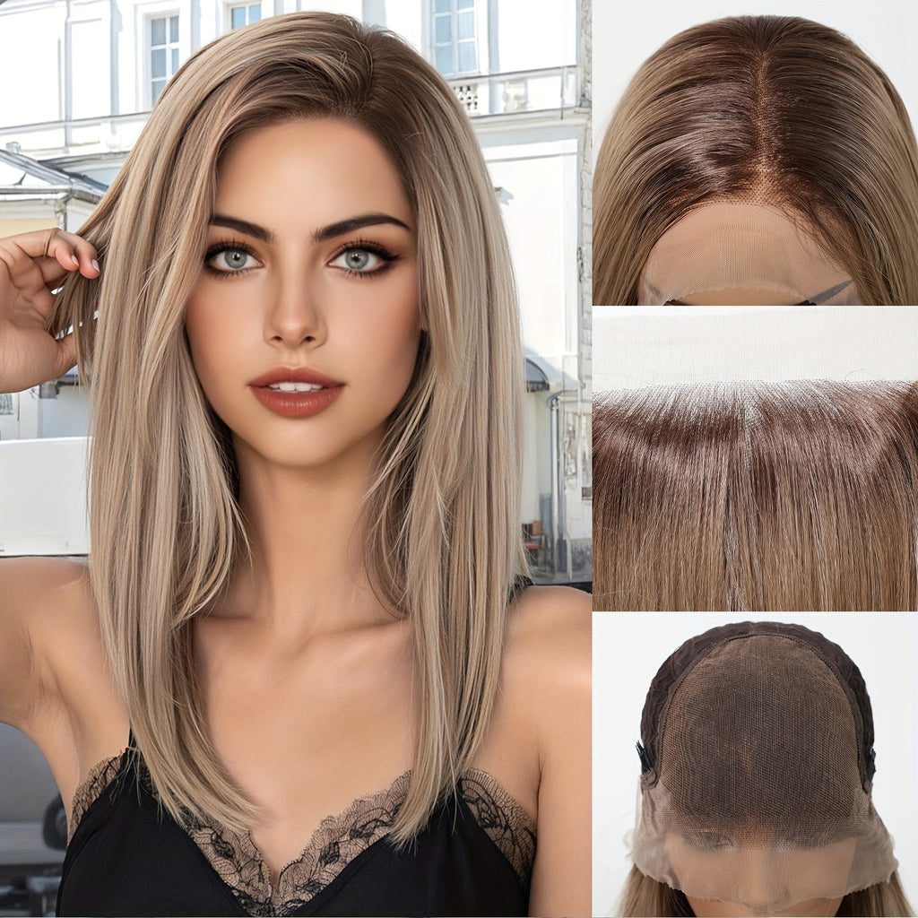 13x6 HD Transparent Lace Front Wig 14Inch Synthetic Bob Lace Wig For Woman Breathable And Comfortabl Cap Daily Wear&Christmas&Music Festival&Part