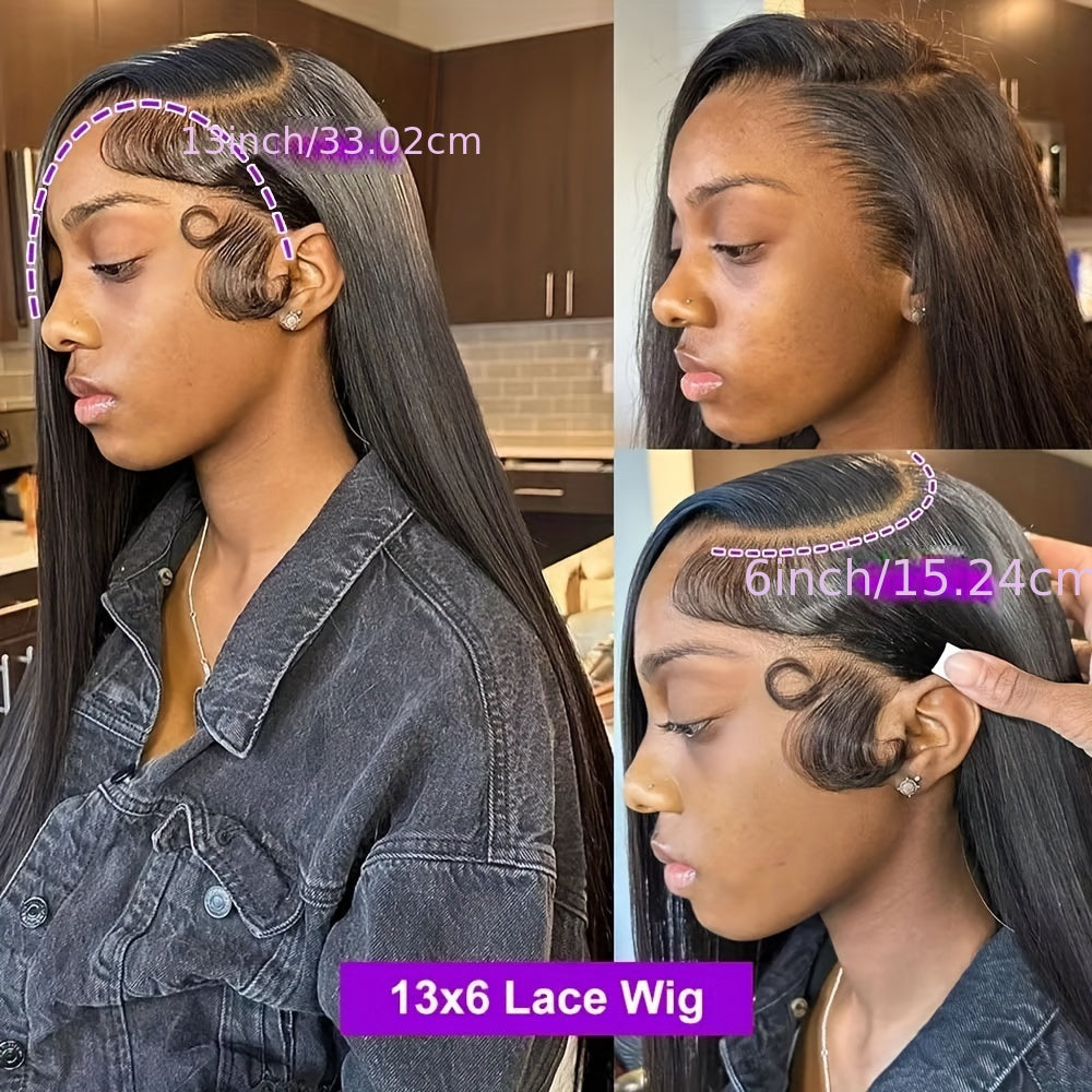 20-Inch to 38-Inch Bone Straight HD Lace Wig, 13X6 Human Hair Glueless Lace Front Wig, Pre-Plucked for Women, Ready to Wear, 200% Density