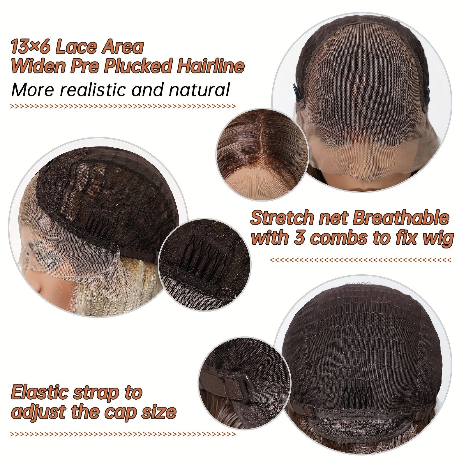 13x6 HD Transparent Lace Front Wig 14Inch Synthetic Bob Lace Wig For Woman Breathable And Comfortabl Cap Daily Wear&Christmas&Music Festival&Part