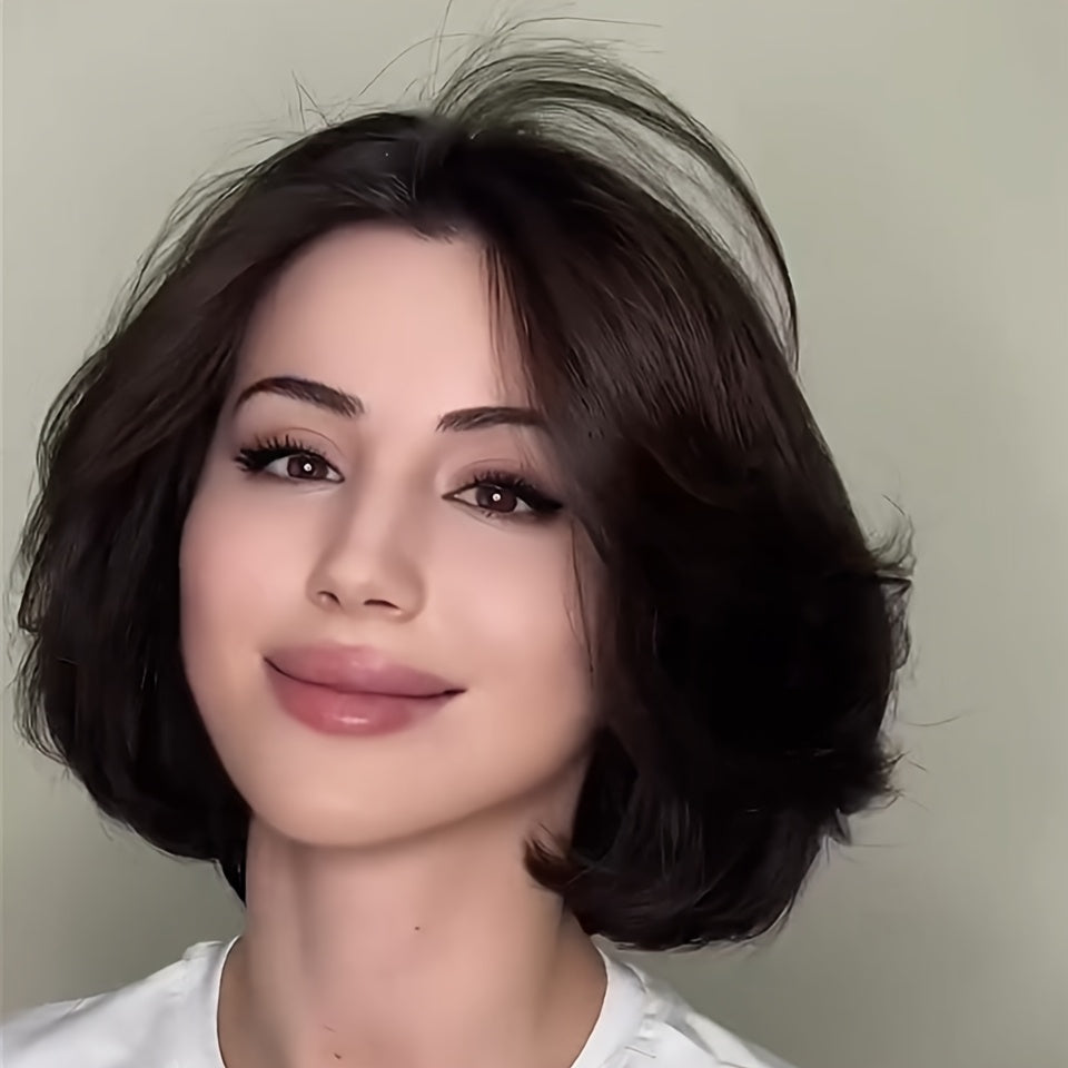Sweetie Women' 150% Density Short Bob Wig Suitable for Skin Tones - Pre-Plucked Human Hair with Baby Hair & Transparent 13x4 Lace Front, Wig for Casual & Formal Events, Straight Hair Wigs for Daily Wear, Realistic Look