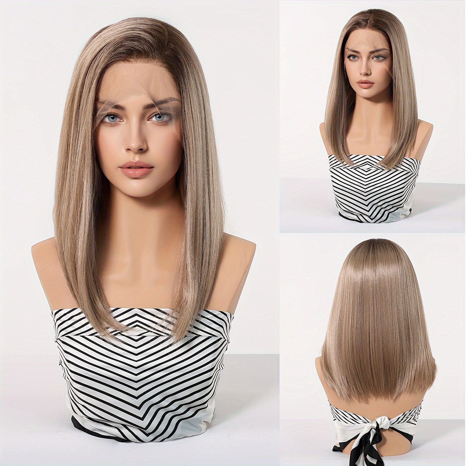 13x6 HD Transparent Lace Front Wig 14Inch Synthetic Bob Lace Wig For Woman Breathable And Comfortabl Cap Daily Wear&Christmas&Music Festival&Part