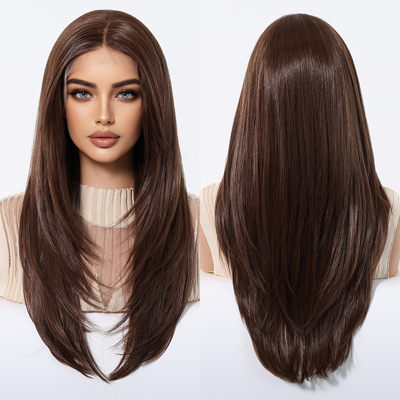 Haircube 13X6 HD Transparent Lace Front Wig, 22 Inches Long, Glueless Synthetic Hair Wig with 150% Density, Straight And Heat-Resistant Fibers Suitable for Everyday Use, Parties
