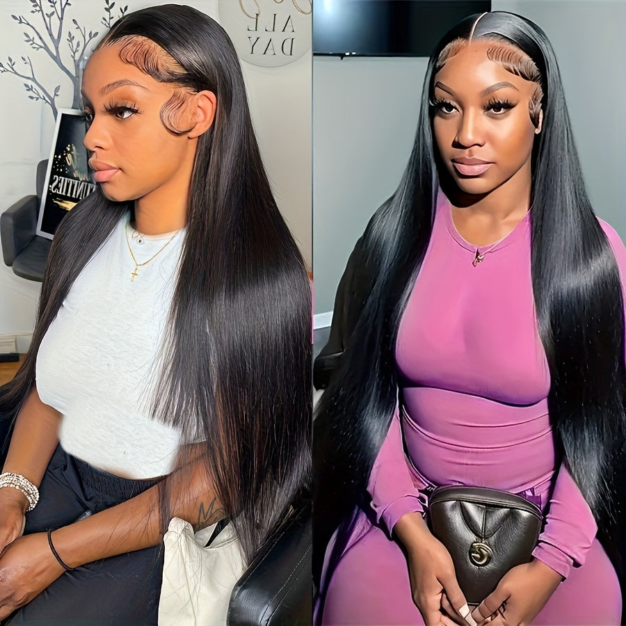 20-Inch to 38-Inch Bone Straight HD Lace Wig, 13X6 Human Hair Glueless Lace Front Wig, Pre-Plucked for Women, Ready to Wear, 200% Density