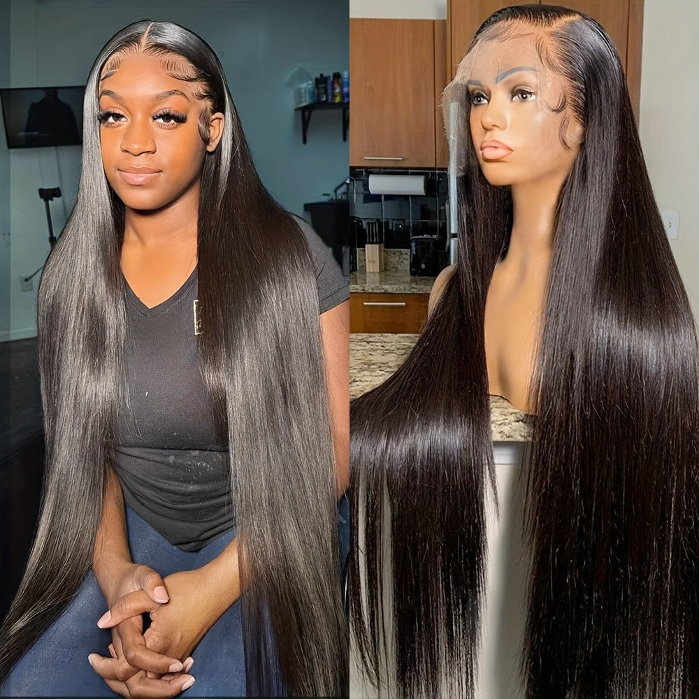 20-Inch to 38-Inch Bone Straight HD Lace Wig, 13X6 Human Hair Glueless Lace Front Wig, Pre-Plucked for Women, Ready to Wear, 200% Density