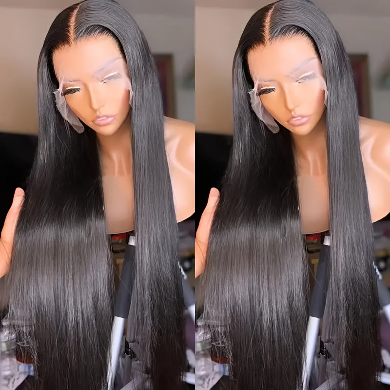 20-Inch to 38-Inch Bone Straight HD Lace Wig, 13X6 Human Hair Glueless Lace Front Wig, Pre-Plucked for Women, Ready to Wear, 200% Density