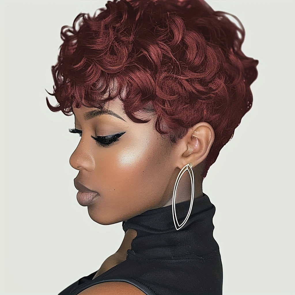 Short Wigs for Short Curly Pixie Cut Wigs with Bangs Pixie Wig Fluffy Heat Resistant Synthetic Fiber Wigs Natural Daily Full Machine Hair Replacement Wigs
