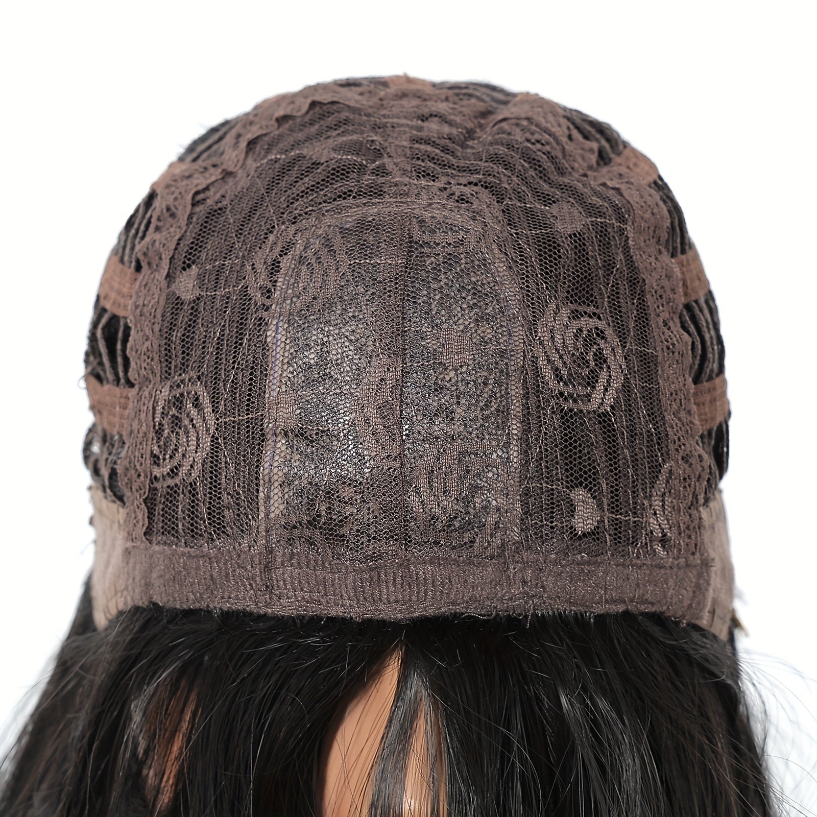 20 Inch Curly Hair Wig with Matte High-temperature, Eight Character Bangs, Medium to Long Curly Hair Wig, Black Wig, Rose Mesh Hat, Beginner Friendly And Comfortable Wig, Suitable for Dating Parties, Daily Commuting, Shopping, And Gatherings