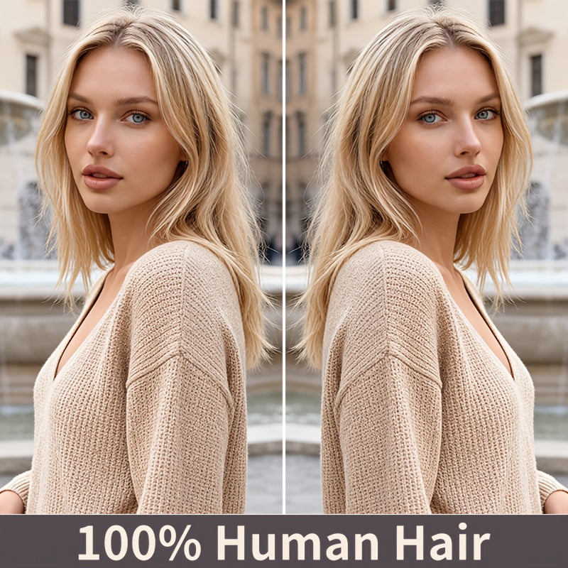 13*4 HD Short Bob Wigs for Women | Lace Front Wigs Human Hair M427 Color Ombre Blonde Brazilian Pre-Plucked, 150% Density Straight Frontal Wigs, Real Human Hair