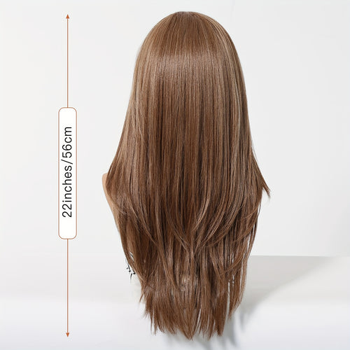 13x6 HD Transparent Lace Front Wig 22Inch Brown Color Straight Hair Synthetic Lace Wig Glueless Lace Wig High Temperature Chemical Fiber Daily Wear&Christmas&Music Festival&Party-Natural Look & Comfort Fit