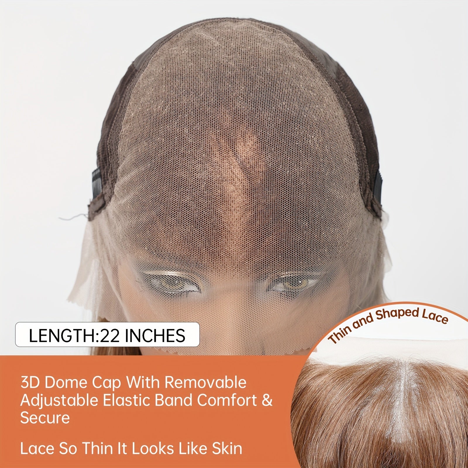 13x6 HD Transparent Lace Front Wig 22Inch Brown Color Straight Hair Synthetic Lace Wig Glueless Lace Wig High Temperature Chemical Fiber Daily Wear&Christmas&Music Festival&Party-Natural Look & Comfort Fit