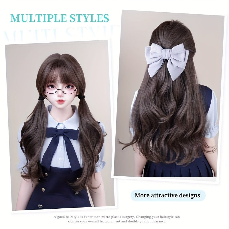 1pc Elegant Curly Wavy Wig for Women, 30 Inch Long Synthetic Hair with Hair, High Density 150% Rose Mesh Cap, Heat Resistant Fiber, Dark Brown, Suitable for Everyday and Party Wear