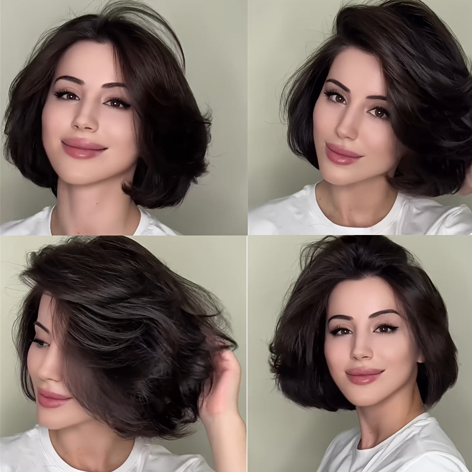 Sweetie Women' 150% Density Short Bob Wig Suitable for Skin Tones - Pre-Plucked Human Hair with Baby Hair & Transparent 13x4 Lace Front, Wig for Casual & Formal Events, Straight Hair Wigs for Daily Wear, Realistic Look