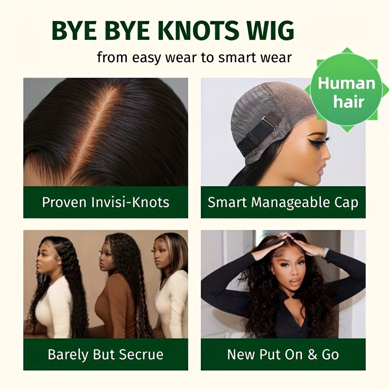 A 4X4 Glueless Body Wave Human Hair Wig Featuring 250% HD Lace, Designed As a Full Cuticle Wavy Lace Frontal Wig. It Includes Full Edges, a Side Part, And Is Suitable for Women, Complete with Baby Hair And a Pre-Plucked Hairline