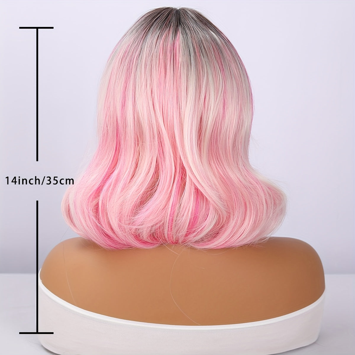 14 Inches, Short Pink Gradient Dyeing Bob Hair, Straight Bangs, Comfortable And Breathable, Women'S Wig, High Temperature Fiber, Suitable for Daily\u002F Wear
