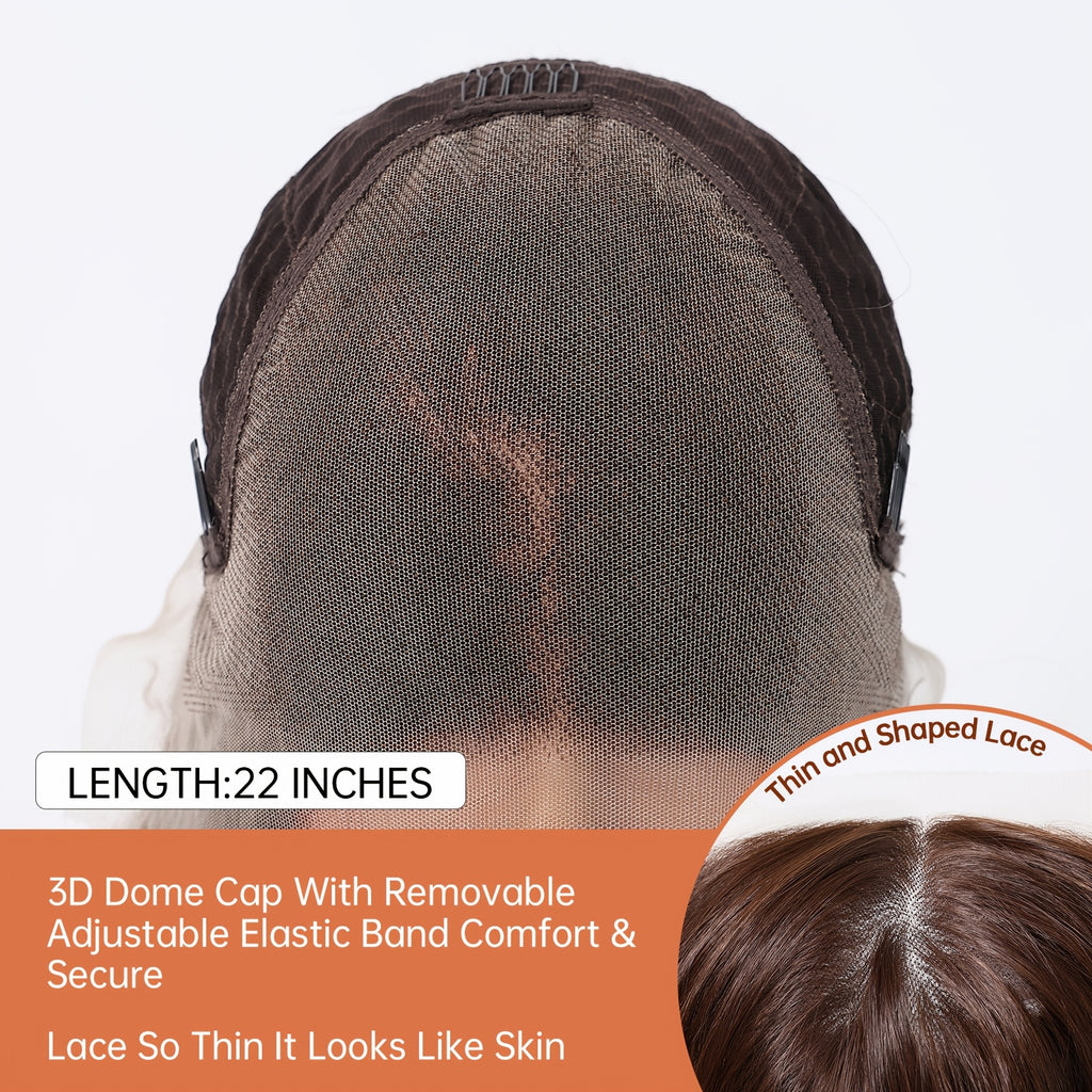 Haircube 13X6 HD Transparent Lace Front Wig, 22 Inches Long, Glueless Synthetic Hair Wig with 150% Density, Straight And Heat-Resistant Fibers Suitable for Everyday Use, Parties