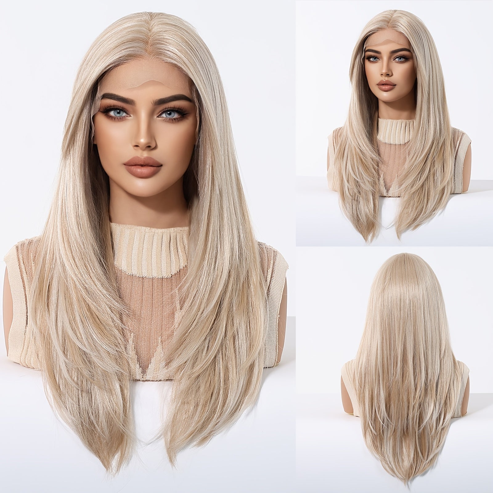 Haircube 13X6 HD Transparent Lace Front Wig, 22 Inches Long, Glueless Synthetic Hair Wig with 150% Density, Straight And Heat-Resistant Fibers Suitable for Everyday Use, Parties