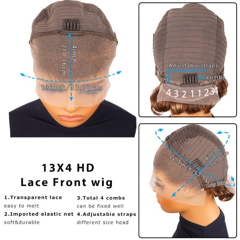 13*4 HD Short Bob Wigs for Women | Lace Front Wigs Human Hair M427 Color Ombre Blonde Brazilian Pre-Plucked, 150% Density Straight Frontal Wigs, Real Human Hair