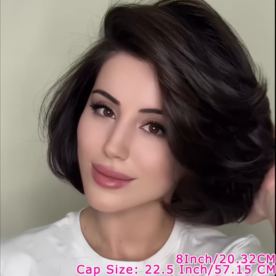 Sweetie Women' 150% Density Short Bob Wig Suitable for Skin Tones - Pre-Plucked Human Hair with Baby Hair & Transparent 13x4 Lace Front, Wig for Casual & Formal Events, Straight Hair Wigs for Daily Wear, Realistic Look