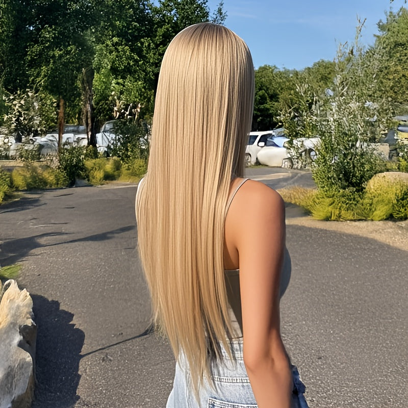 Women' Long Straight Synthetic Wig - Blonde No Bangs -Resistant Hair with Easy Wear | Look for Daily Use & Parties | Quick-Style Change (No Tools\u002FEducation) | Suitable for Skin Tones & Schedules