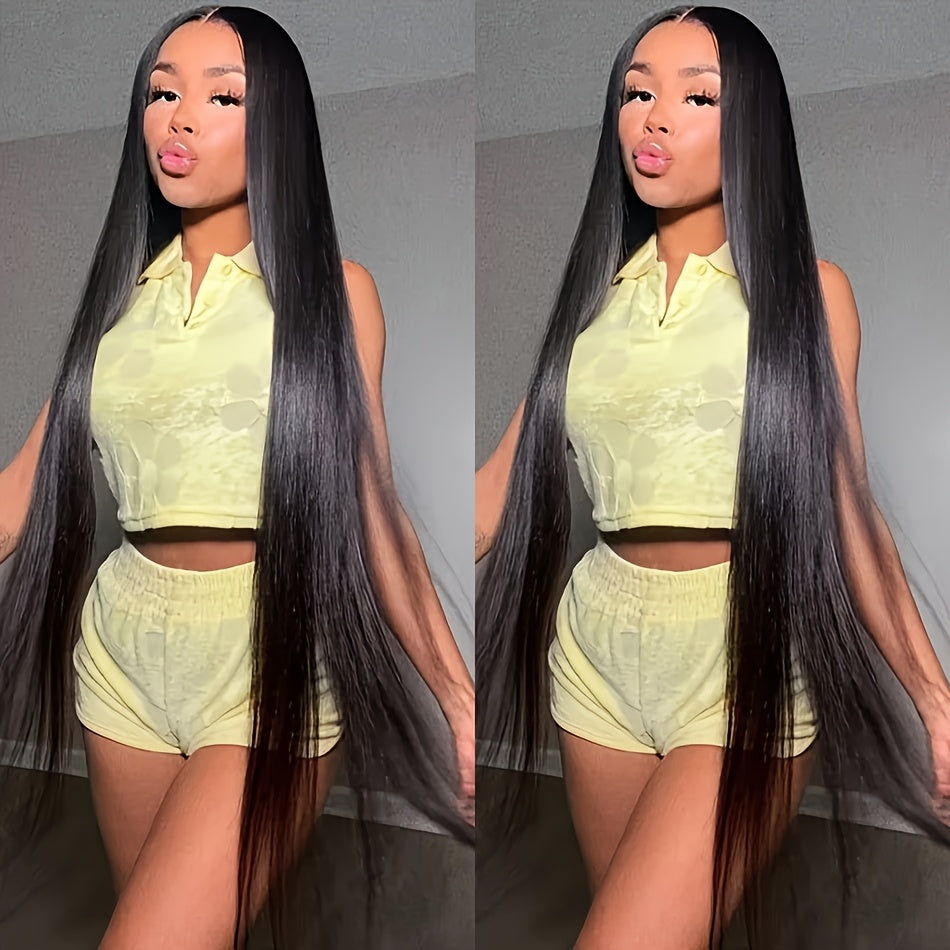 20-Inch to 38-Inch Bone Straight HD Lace Wig, 13X6 Human Hair Glueless Lace Front Wig, Pre-Plucked for Women, Ready to Wear, 200% Density