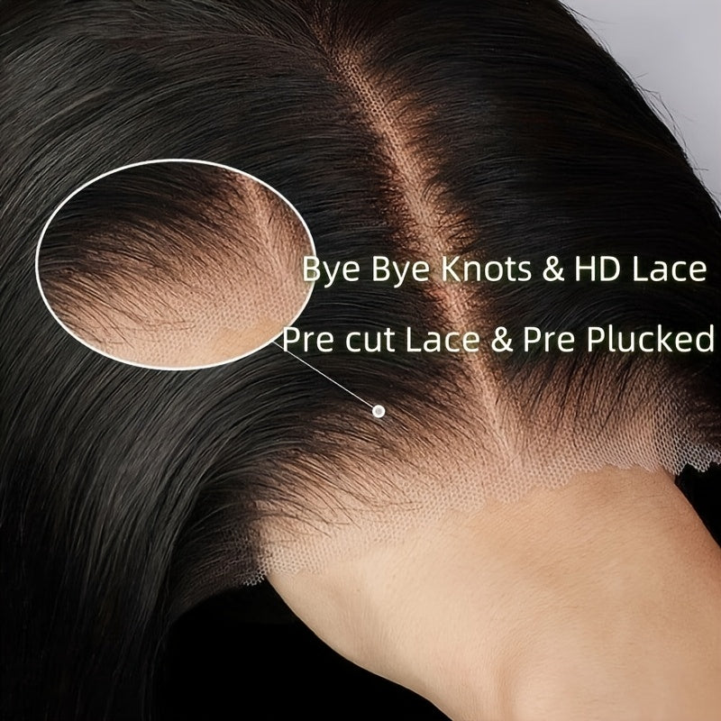 A 4X4 Glueless Body Wave Human Hair Wig Featuring 250% HD Lace, Designed As a Full Cuticle Wavy Lace Frontal Wig. It Includes Full Edges, a Side Part, And Is Suitable for Women, Complete with Baby Hair And a Pre-Plucked Hairline