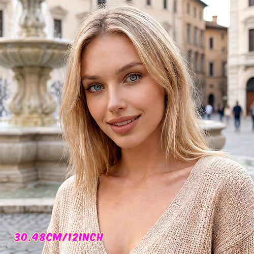 13*4 HD Short Bob Wigs for Women | Lace Front Wigs Human Hair M427 Color Ombre Blonde Brazilian Pre-Plucked, 150% Density Straight Frontal Wigs, Real Human Hair