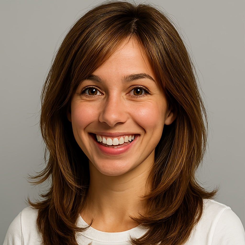 22 Inch Brown Layered Straight Wig with Middle Part Natural Look Synthetic Hair Wig for Women, Soft & Lightweight, Daily Or Party Use