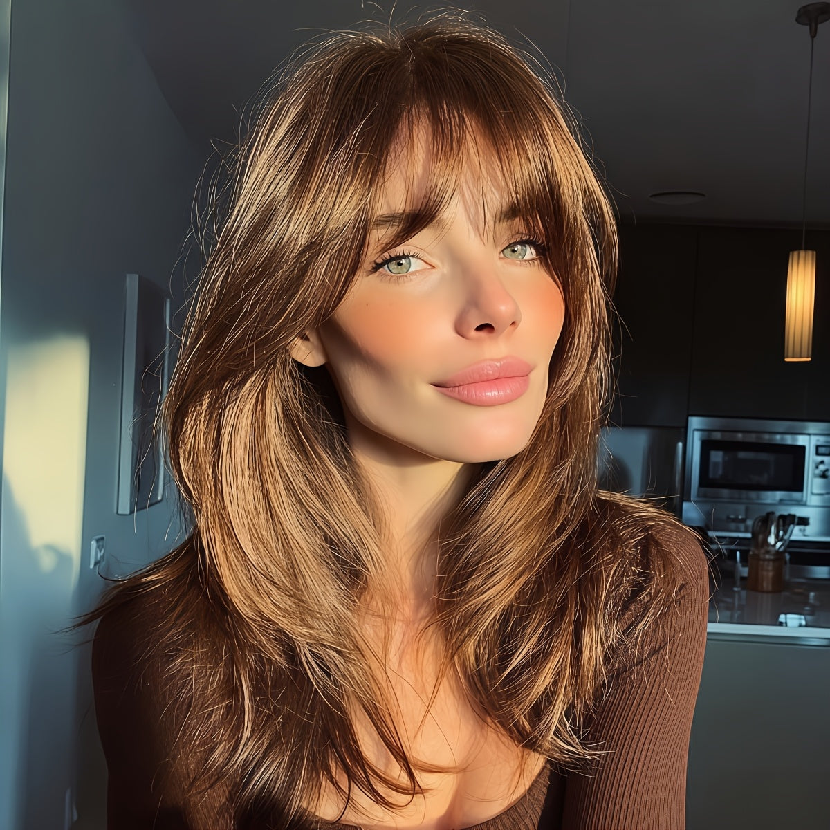 20 Inches Ladies Gradient Platinum Blonde Layered Chemical Fiber Wig, Daily Travel, Party, Easter, Music Festival And Other Various Occasions to Wear, Free Hairnet