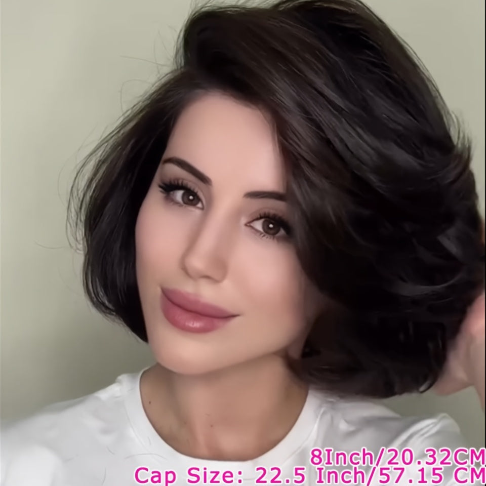 Sweetie Women' 150% Density Short Bob Wig Suitable for Skin Tones - Pre-Plucked Human Hair with Baby Hair & Transparent 13x4 Lace Front, Wig for Casual & Formal Events, Straight Hair Wigs for Daily Wear, Realistic Look