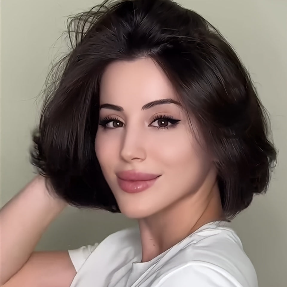 Sweetie Women' 150% Density Short Bob Wig Suitable for Skin Tones - Pre-Plucked Human Hair with Baby Hair & Transparent 13x4 Lace Front, Wig for Casual & Formal Events, Straight Hair Wigs for Daily Wear, Realistic Look