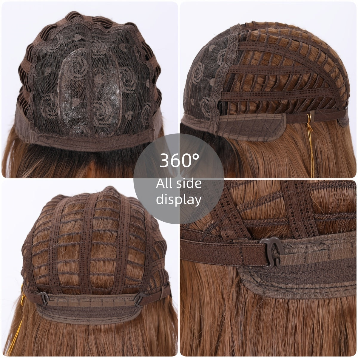 18 Inch Women'S Fashion Medium-Long Synthetic Wig with Bangs | Heat Resistant Adjustable Rose Net Cap, Perfect for All Occasions, High Temperature Fiber, Straight Hair, Brand: SMILCO