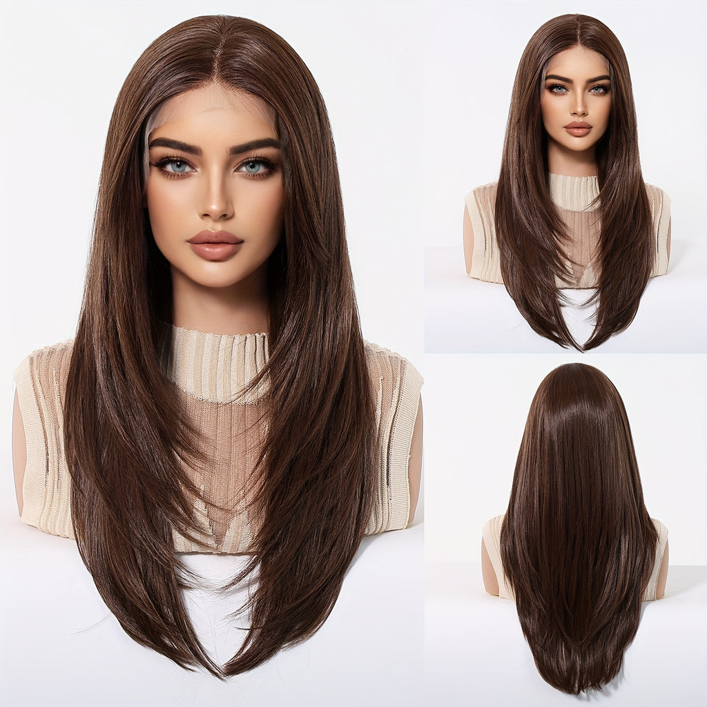 Haircube 13X6 HD Transparent Lace Front Wig, 22 Inches Long, Glueless Synthetic Hair Wig with 150% Density, Straight And Heat-Resistant Fibers Suitable for Everyday Use, Parties