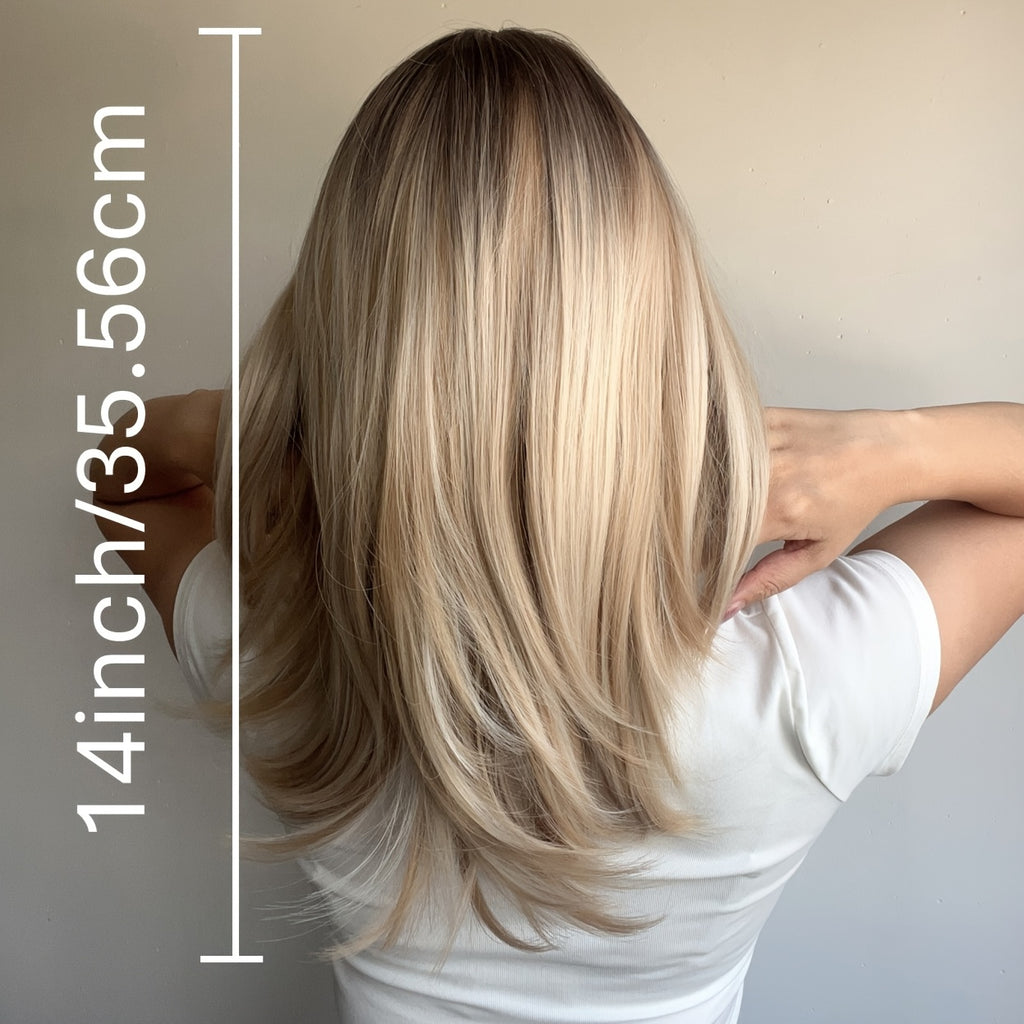 Rose Silk Mesh Wig Headpiece - Layered Bangs, Blonde Mechanism, Chemical Fiber, High Temperature, Matte Finish, Fashionable